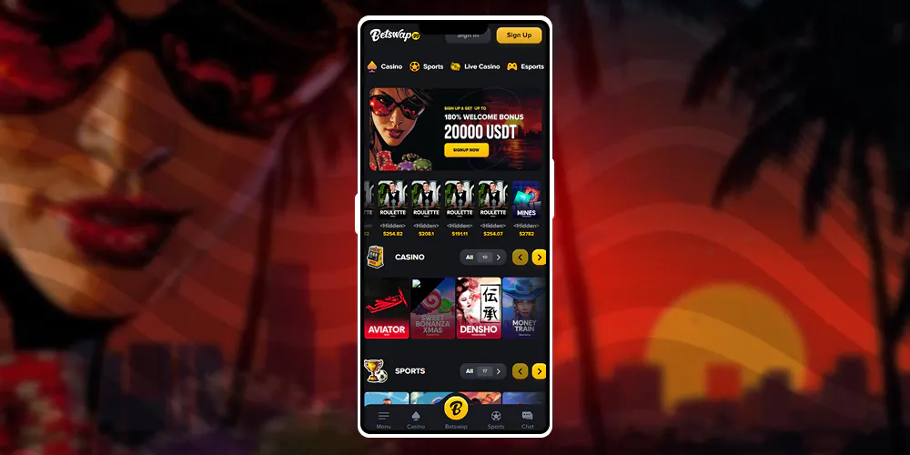 Mobile version of the website